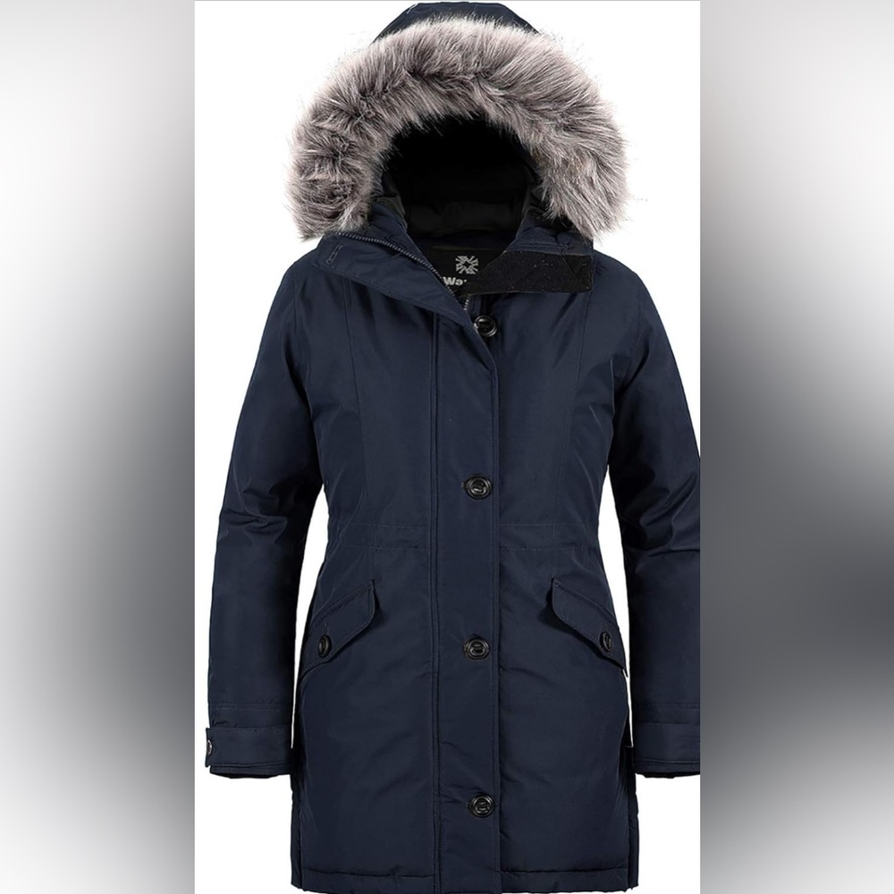 Wandto Women's Hooded Winter Coat Waterproof Warm Long Puffer Jacket Parka